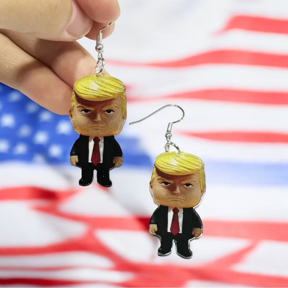 Funny Quirky Trump-Inspired Smooth Surface Acrylic Dangle Earrings‎